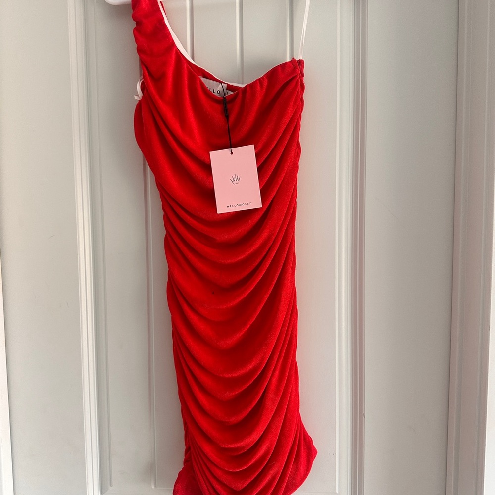 Hello Molly One Shoulder Red Dress